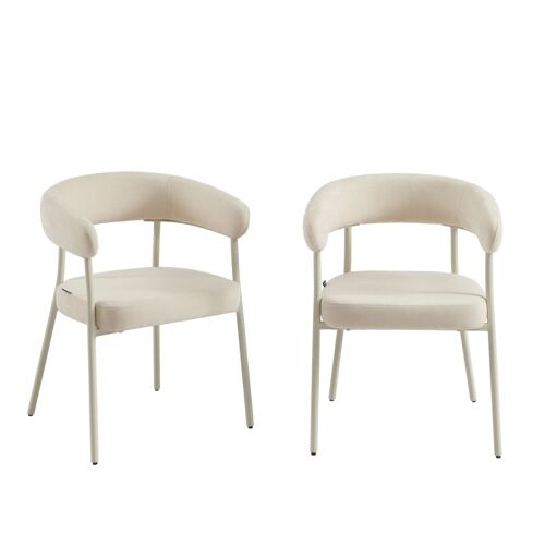 Lot de 2 chaises tissu et pieds métal beige sable