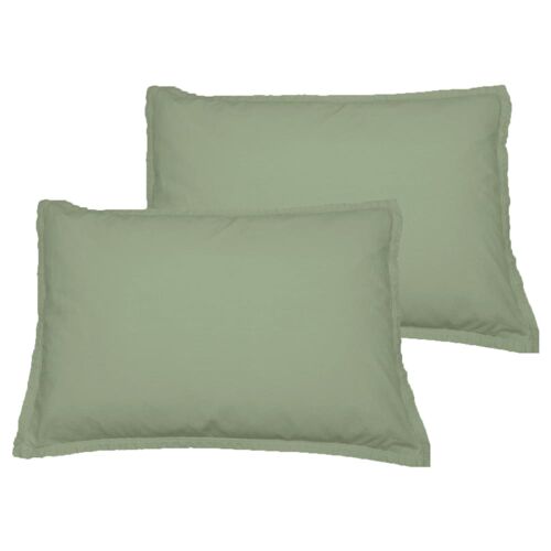 Lot De 2 Taies D'oreiller En Coton Sauge 50x70 Cm