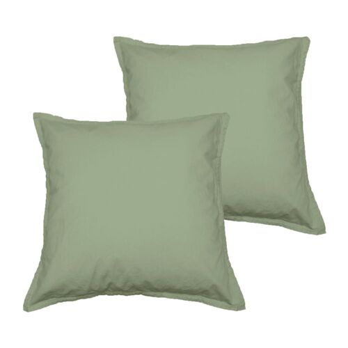 Lot De 2 Taies D'oreiller En Coton Sauge 65x65 Cm