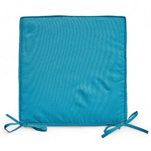 Galette de chaise déperlante avec nouettes 38x38 cm Bleu turquoise