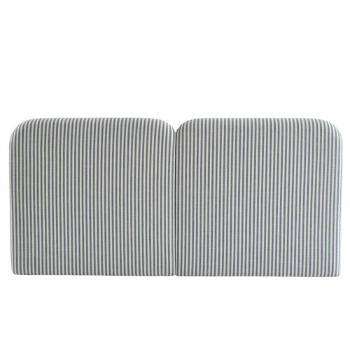 Tête de lit tissu lin rayé blanc et bleu 160cm