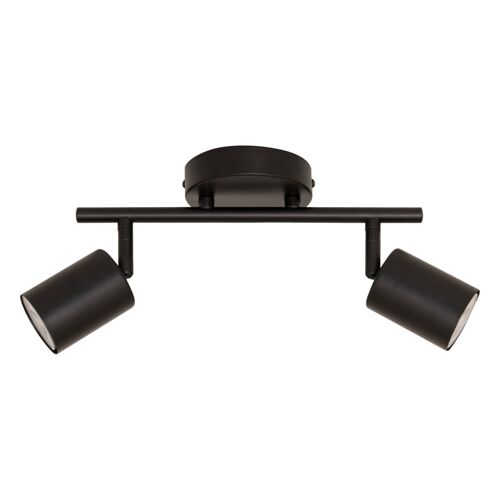 Spot Mural Double Orientable Compatible Plafond Métal Noir 11 X 28
