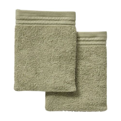 Lot de 2 gants de toilette coton uni 16x21 cm Vert