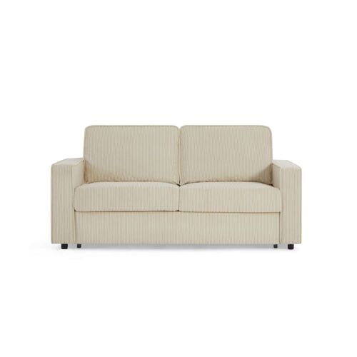 Canapé droit convertible en velours côtelé 3 places beige