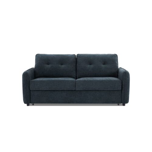 Canapé droit convertible en tissu chenille 3 places bleu canard