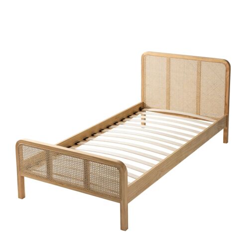Lit enfant en pin massif naturel avec cannage 90x190