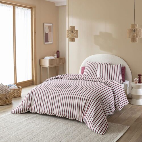 Parure De Lit Flanelle Coton À  Rayures 240x220 Cm