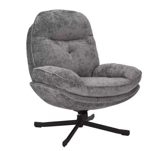 Fauteuil pivotant à  360° en tissu gris, sans accoudoirs 77x90x101cm