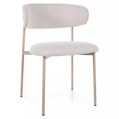 Chaise en tissu beige, pieds cachemire et assise douce fine 56x49x80cm