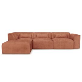 Canapé d'angle en tissu 6 places terracotta