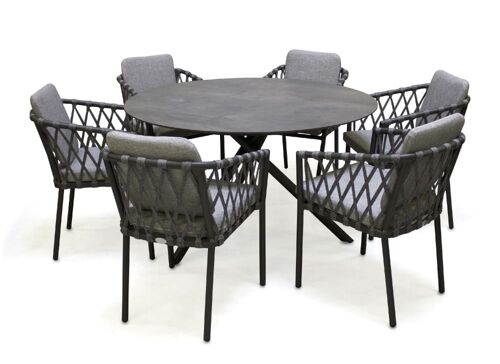 Ensemble Repas De Jardin 6 Places En Aluminium