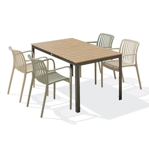 Ensemble repas de jardin 4 places en aluminium