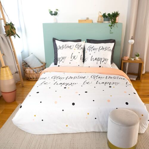 Parure Housse De Couette Polyester Imprimée + 2 Taies 240x220 Cm