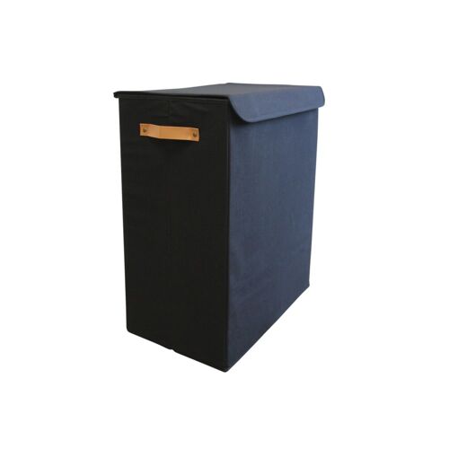 Panier à  linge double en tissu noir 50 x 30 x 60 cm