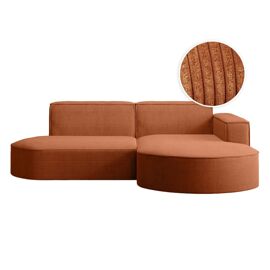 Canapé d'angle droit 4 places MARLA en velours côtelé - Terracotta