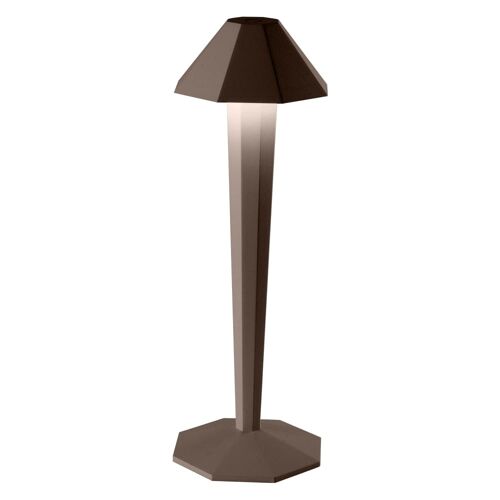 Lampe De Table Sans Fil Aluminium Marron H35cm