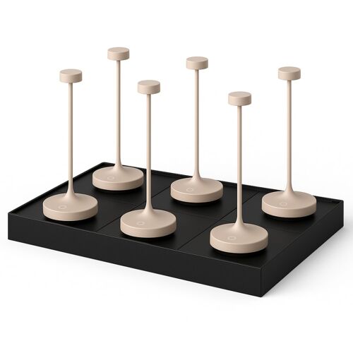 Lot De 6 Lampes De Table Avec Socle Acier Beige H25cm