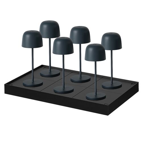 Lot De 6 Lampes De Table Avec Socle Acier Gris Anthracite H28cm