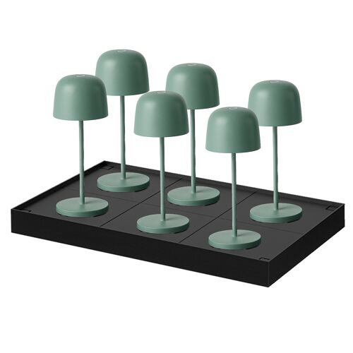 Lot De 6 Lampes De Table Avec Socle Acier Vert H28cm