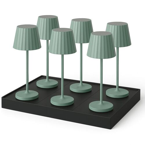 Lot De 6 Lampes De Table Avec Socle Acier Vert H30cm
