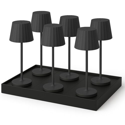 Lot De 6 Lampes De Table Avec Socle Acier Noir H30cm