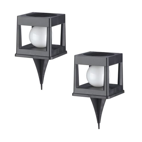 Lot De 2 Balises Solaires À  Piquer Plastique Noir H22cm