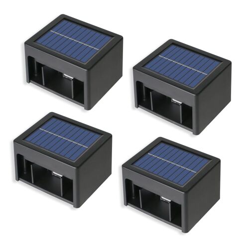 Lot De 4 Appliques Murales Solaires Plastique Noir 100lm