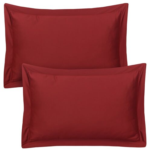 Lot De 2 Taies D'oreiller 50x70 Cm Satin De Coton Bordeaux