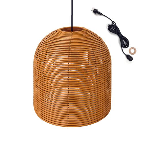 Suspension Secteur Polyrotin Beige H31cm