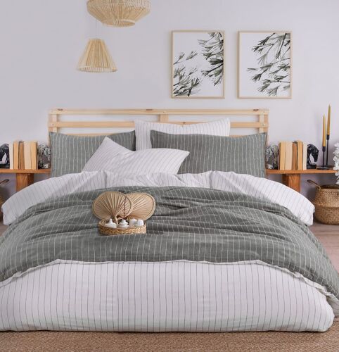 Parure De Lit 2 Personnes 200x200 Cm Coton Tisse-Teint