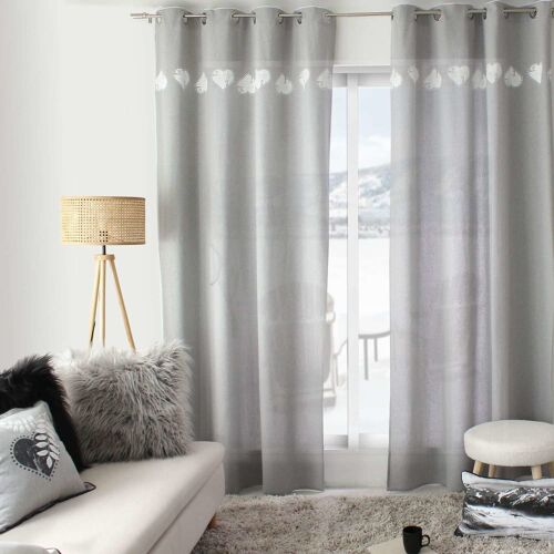 Rideau Imprim? Coeurs Epic?A - 140 X 240 Cm - Gris Clair