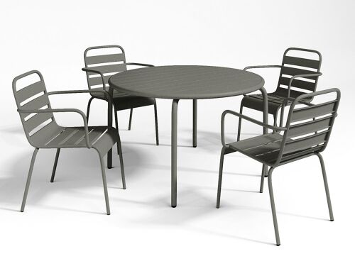 Ensemble Table Et Chaise De Jardin Acier Gris Anthracite