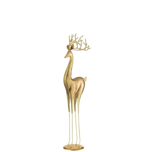 Renne sur pied en métal doré 19x13.5x71 cm