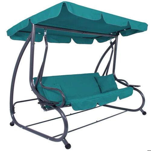 Springos® Balançoire De Jardin 3 Places Venise Avec Toit 193 X 163 Cm, Balancelle Avec 2 Coussins Et Porte-Gobelets