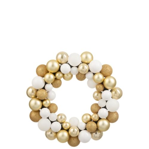 Couronne de boule de Noël en plastique blanc D.35 cm