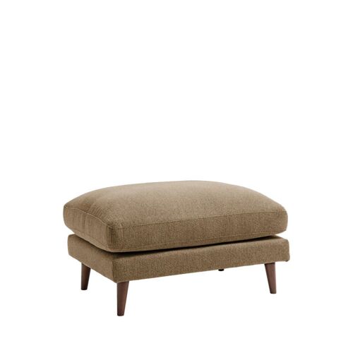 Pouf en tissu pieds bois foncé - Caramel chiné