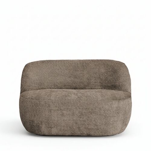 Banquette 2 places en tissu bouclette - Taupe