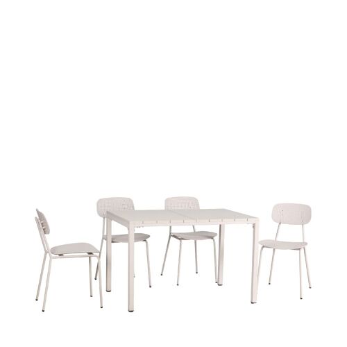 Ensemble Table Et Chaises De Jardin 4 Personnes En Métal - Beige