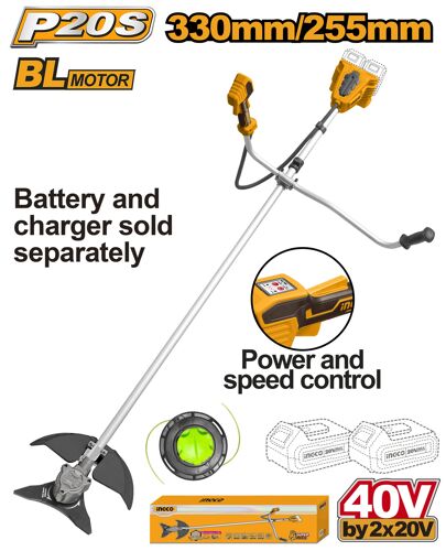 INGCO - Débroussailleuse sans fil P20S 2x20V 330/255 MM