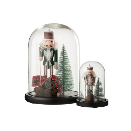 Cloche décoration Noël socle noir en verre 23x23x29 cm