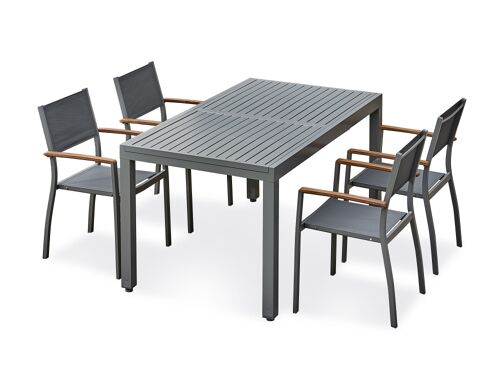 Ensemble Repas De Jardin 4 Places - Gris Anthracite