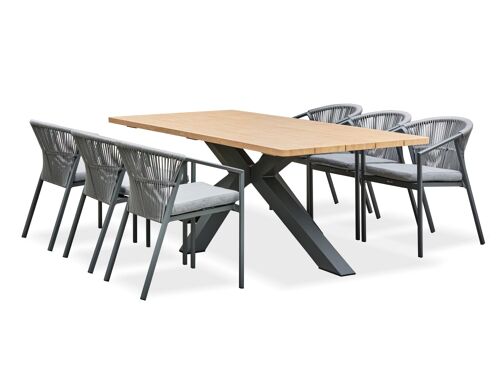 Ensemble Repas De Jardin 6 Places - Gris Anthracite