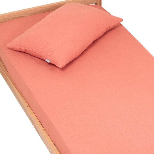 Drap Housse Gaze De Coton Terracotta 90x200 Cm