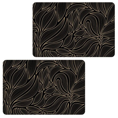 Lot De 2 Sets De Table Noirs Avec Encre Métallique Doré 30 X 45 Cm