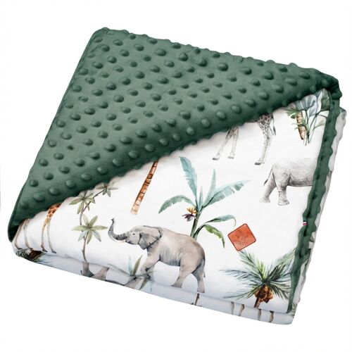 Couverture Bébé Enfant Réversible En Minky Vert 100x150 Cm