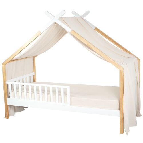 Ciel De Lit Cabane Enfant Gaze De Coton Beige 420x130 Cm