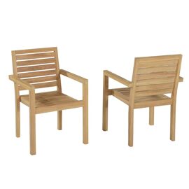 Fauteuils De Jardin Empilables En Teck (Lot De 2)