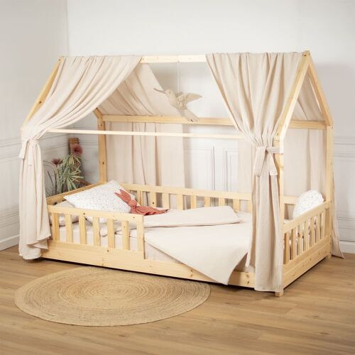 Ciel De Lit Cabane En Gaze De Coton Duo 420 Cm Beige