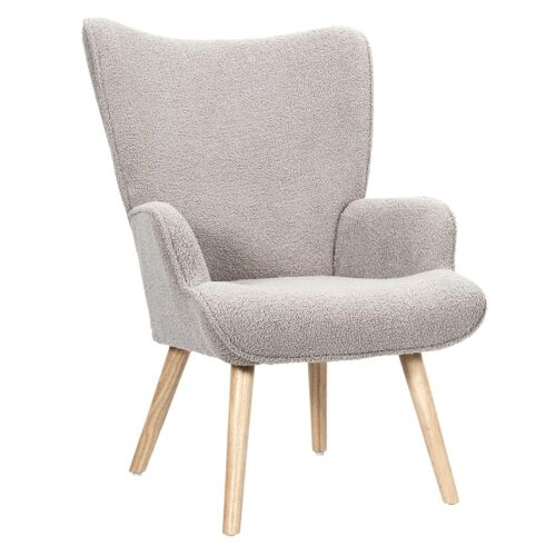 Fauteuil de salon en bouclette taupe