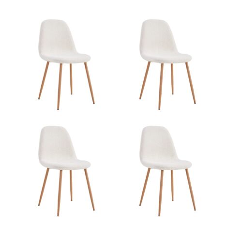 Lot de 4 chaises en bouclette blanches